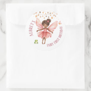 Whimsical Fairy eerste verjaardag Ronde Sticker