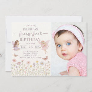 Whimsical Fairy Eerste Verjaardag Uitnodigen met f Kaart