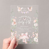 Whimsical Fairy First Birthday Enchanted forest Acryl Uitnodigingen (Insitu (Draagbaar))