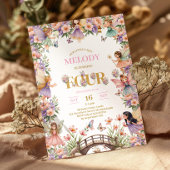 Whimsical Fairy flower 4th birthday Invitation