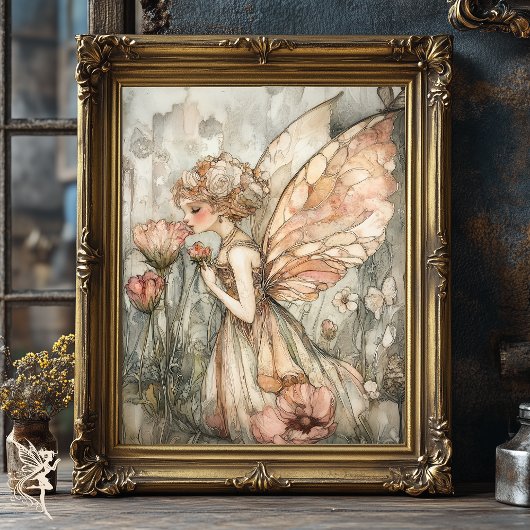 Whimsical Fairy in Floral Crown Decoupage Tissuepapier