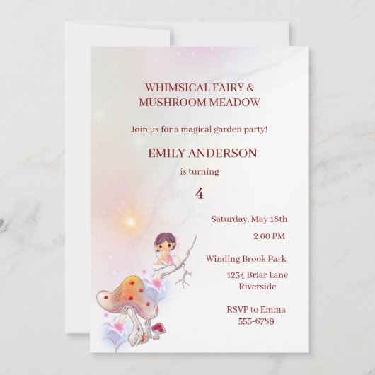 Whimsical Fairy Magique 4e anniversaire Invitation (Devant)
