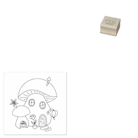 Whimsical Fairy Mushroom 1x1 Rubberstempel (Gestempeld)