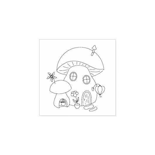 Whimsical Fairy Mushroom 1x1 Rubberstempel (Afrduk)