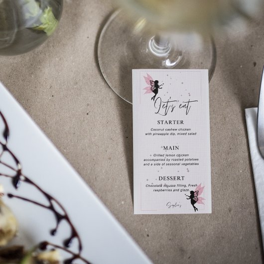 Whimsical Fairy Party Menu Platte Kaart