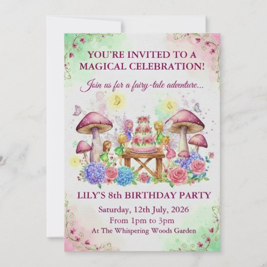 Whimsical Fairy Tale Birthday Card Invitation (Devant)