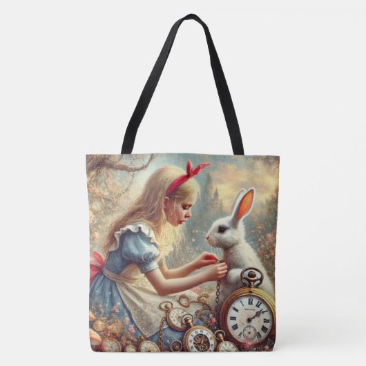Whimsical Fairytale Art Alice and White Rabbit Draagtas (Voorkant)
