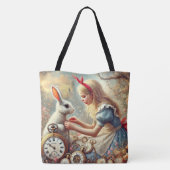 Whimsical Fairytale Art Alice and White Rabbit Draagtas (Achterkant)