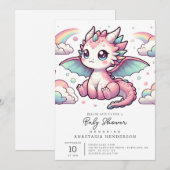 Whimsical Fairytale Dragon Baby shower Kaart (Voorkant / Achterkant)