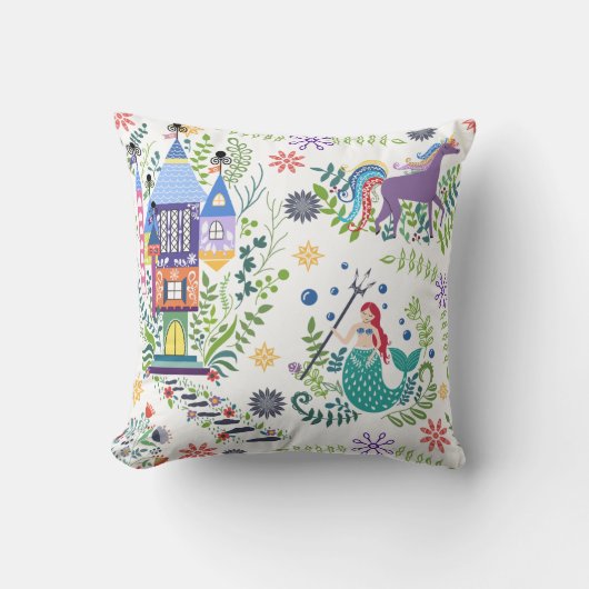 Whimsical Fairytale Folk Art Jeter Oreiller (Recto)