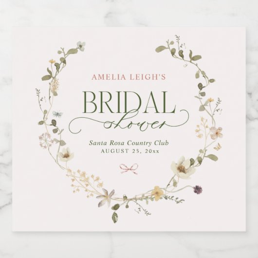 Whimsical Fairytale Garden & Bows Vrijgezellenfees Sparkling Wijnetiket (Enkel label)