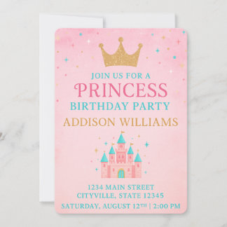 Whimsical Fairytale Princess Castle Birthday Kaart