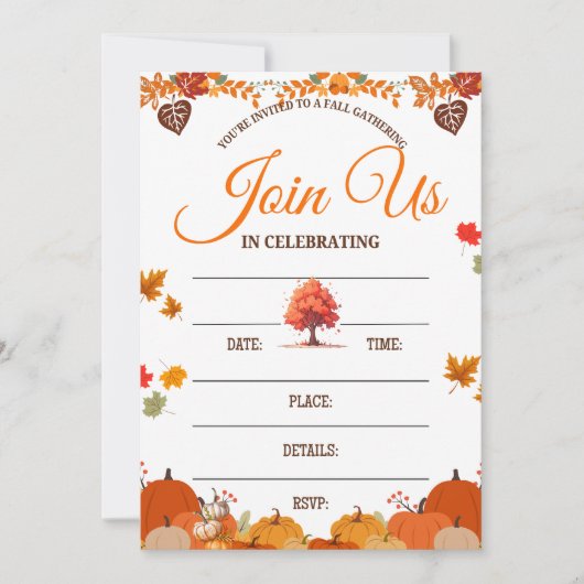 Whimsical Fall Gathering Invitation (Devant)