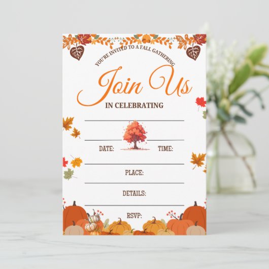 Whimsical Fall Gathering Invitation (Debout devant)