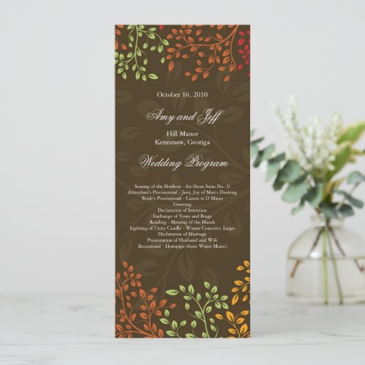 Whimsical Fall Wedding Program Programma (Staand voorkant)