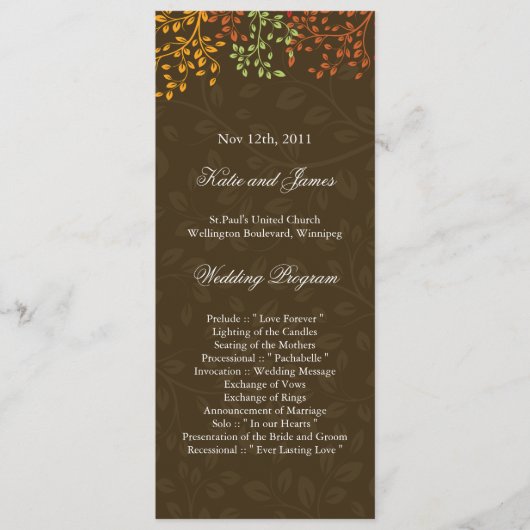 Whimsical Fall Wedding Program Programma (Voorkant)
