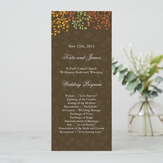 Whimsical Fall Wedding Program Programma (Staand voorkant)