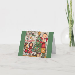 Whimsical familie kerst Kaart