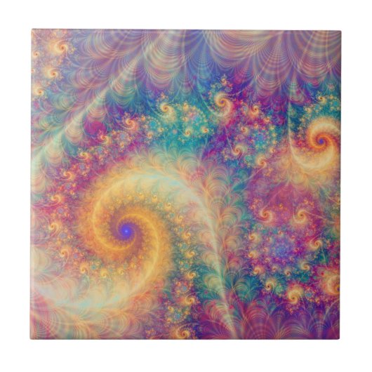 Whimsical Fantasy Abstract Fractal Vortex Art Tegeltje (Voorkant)
