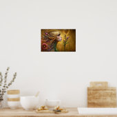 Whimsical Fantasy Floral Vrouw buitenaards Poster (Keuken)