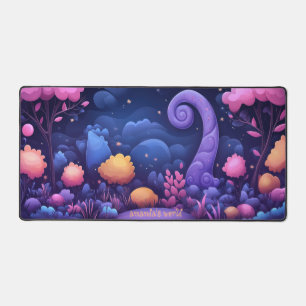 Whimsical Fantasy Forest met gloeiende roze bomen Bureaumat