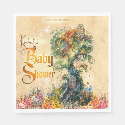 Whimsical Fantasy Garden Baby shower uitnodiging Servet (Voorkant)