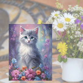 Whimsical Fantasy Kitten in Tuin Kat Briefkaart