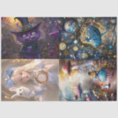 Whimsical Fantasy Paasblond meisje Paarse kat Tissuepapier (Voorkant)