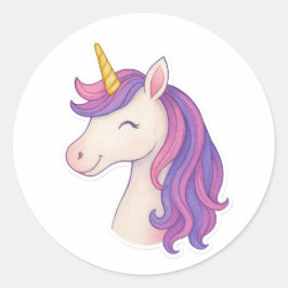 Whimsical Fantasy Smiling Unicorn Sticker