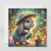 Whimsical Fantasy Sparkle Garden Bunny Pasen Feestdagenkaart (Voorkant)