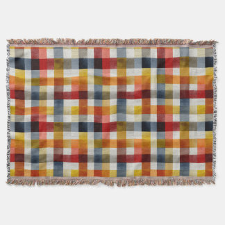 Whimsical Farmhouse Watercolor Plaid Deken