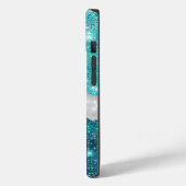 Whimsical Faux Turquoise Blauwgroen Glitter Monogr Case-Mate iPhone Case (Achterkant / Links)