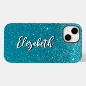 Whimsical Faux Turquoise Glitter Monogram Case-Mate iPhone Case (Achterkant (horizontaal))