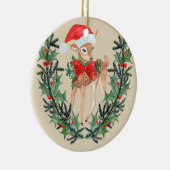 Whimsical Fawn Wreath Keramisch Ornament (Rechts)