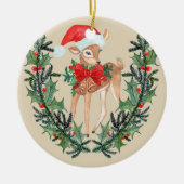 Whimsical Fawn Wreath Keramisch Ornament (Voorkant)