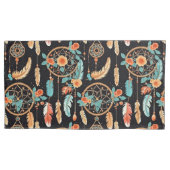 Whimsical feather dreamcatcher donker bloemig blau kussensloop (Voorkant-Links)