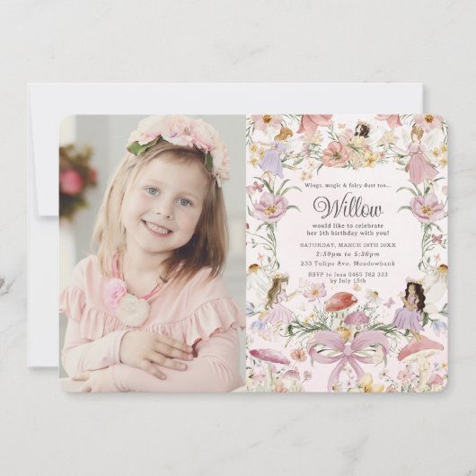 Whimsical feeën Verjaardagsbloem Tuin Afbeelding Kaart (Voorkant)