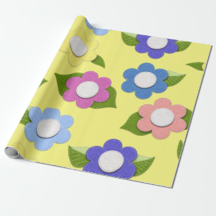 Whimsical Felt Style Flowers  Cadeaupapier