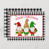 Whimsical Festive Gnomes Personalized Kerstmis Ho Feestdagenkaart (Voorkant / Achterkant)