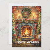 Whimsical festive scene in classic red and green feestdagenkaart (Voorkant)