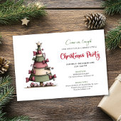 Whimsical festive tree modern holiday invitation kaart