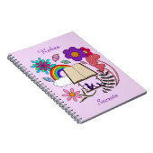 Whimsical fille livre chien arc-en-ciel champignon (Côté Droit)