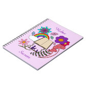 Whimsical fille livre chien arc-en-ciel champignon (Côté gauche)