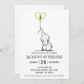 Whimsical First Birthday | Elephant Kaart (Voorkant / Achterkant)
