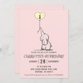 Whimsical First Birthday | Elephant Pink Kaart (Voorkant / Achterkant)
