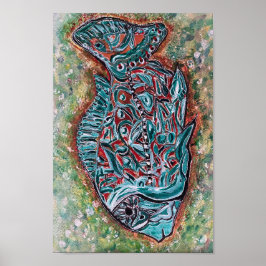 Whimsical Fish met White Detail Poster