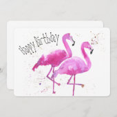 Whimsical, Flamant rose plat carte d'anniversaire (Devant / Derrière)