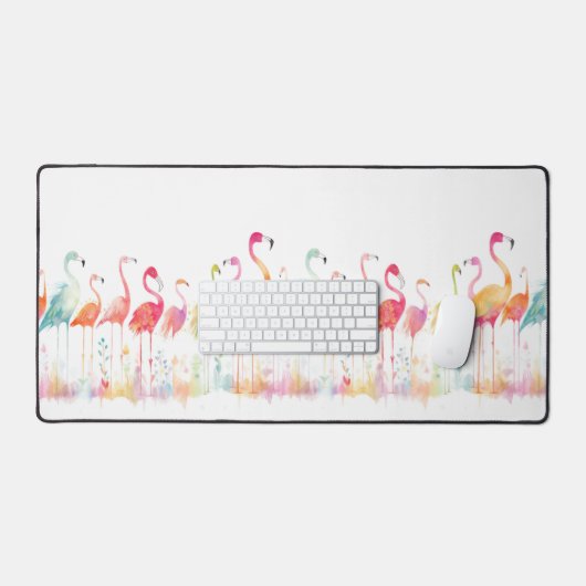 Whimsical Flamingo Birds Desk Mat (Keyboard & Muis)