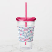 Whimsical Flamingo & Pineapple Pattern Acryl Drinkbeker (Rechts)