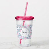 Whimsical Flamingo & Pineapple Pattern Acryl Drinkbeker (Achterkant)